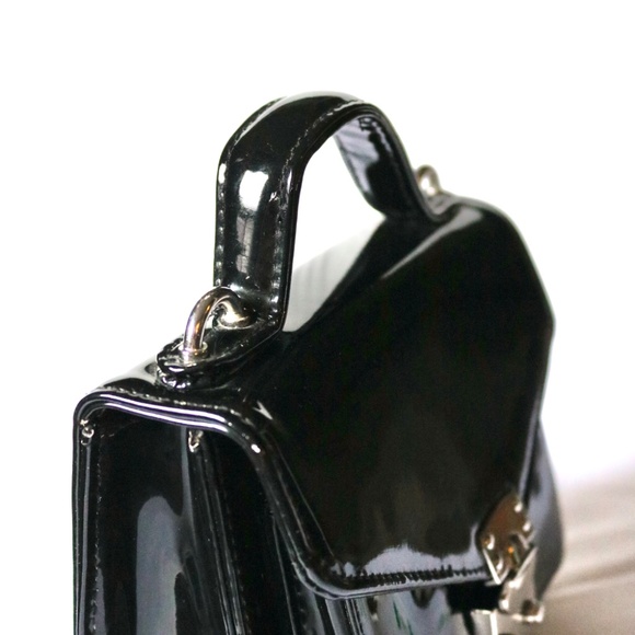 Jeannie Lottie X Pink House Toronto Black Patent Handbag Crossbody Purse - Picture 6 of 9